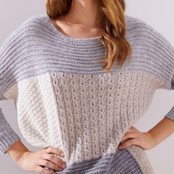 EUC LOFT Patchwork Dolman Sleeve Oversized Sweater - Picture 3 of 10